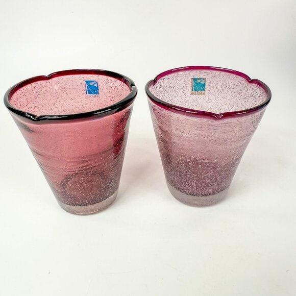Z Gallerie Amici Provence Purple Amethyst Art Glass Air Bubble Glasses Set Of 2 - Picture 5 of 7